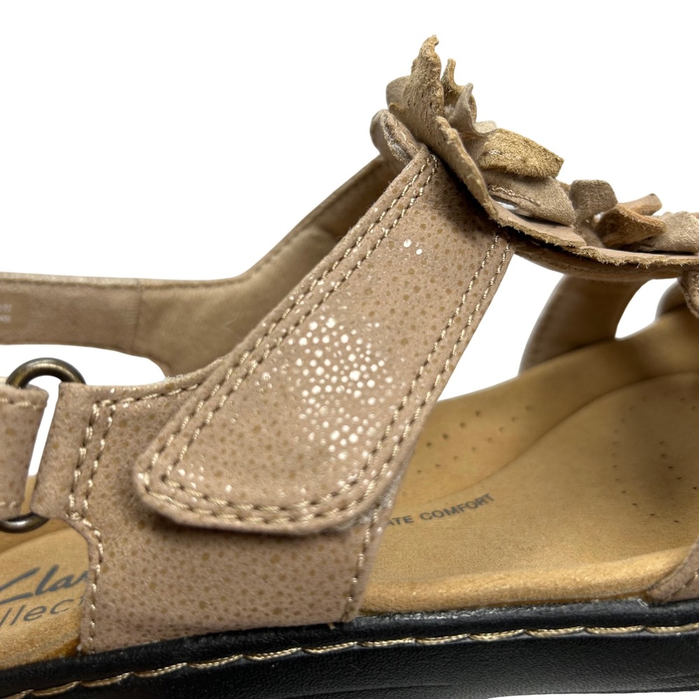 Clarks Merliah Sheryl Sand Interest Floral Wedge Sandals Tan 7.5M - Picture 9 of 16